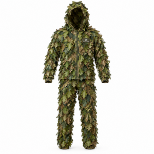 Unisex 3D Blatt-Tarnanzug Set mit Langarm-Kapuzenjacke und Hose aus Atmungsaktivem Polyester-Nylon für Winterjagd und Outdoor-Aktivitäten - Product Image 3