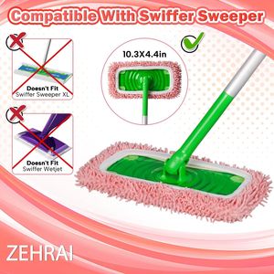 6pcs Reusable Microfiber <b>Mop</b> Pads Wet/Dry Flat <b>Mop</b> Cover Sweeping Mopping Replacement for Swiffer Sweeper <b>Mop</b> - Product Image 3