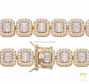 Bracelet Chaîne Tennis Classique Hip Hop Plaqué Or, Sertie de Diamants Moissanite, en Argent Sterling 925, Unisexe, Cadeau Idéal pour Fête - Product Image 4
