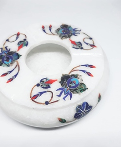 Cendrier sans fumée en aluminium blanc 10 cm, incrustation artisanale, support de luxe pour cigares et cigarettes, élégant, durable, résistant à la chaleur, pour table - Product Image 3