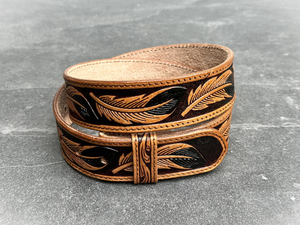 Ensembles de ceintures en cuir de vachette de qualité supérieure au design western, durables, avec boucle en cuivre perlée et travaillée à la main, service OEM/ODM - Product Image 3