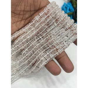 Perles de pierres précieuses de haute qualité pour la fabrication de bijoux, 17 pouces, cristal de quartz naturel du Brésil, facettées, forme Heishi, taille 7-8 mm - Product Image 1