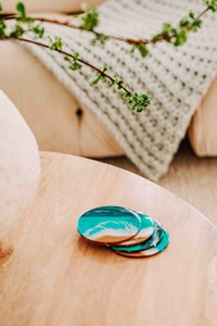 Personalized Eco-Friendly Handicraft Resin Coasters Customized Color Natural Shape Hand-painted Ocean Style Beach - Product Image 2