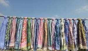 Pareo de algodón con estampado floral de hojas, hecho a mano, para playa, estilo bohemio, ligero, para verano, proveedor mayorista - Product Image 2