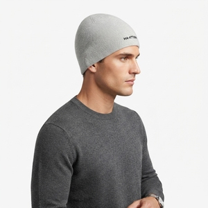 Gorro de Punto Acanalado Gris Claro Personalizado con Puño, Gorro Cálido de Invierno con Logotipo Bordado - Product Image 5