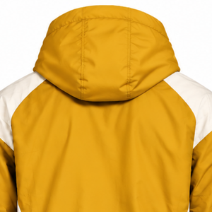 Mens Mustard Yellow Neutral Nylon Quarter <b>Zip</b> Hoodie <b>Shorts</b> Set Colorblock Lightweight Athletic Training Casual Sportswear - Product Image 4