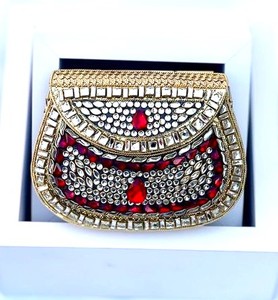 Mini <b>Storage</b> <b>Bag</b> Handmade Embellished Metal Kundan Clutch <b>Bag</b> for Bridal Wedding Party Luxury Ethnic Evening Purse Statement - Product Image 2