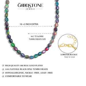 GOODSTONE Opal Beaded Necklace 925 Sterling Silver Natural White Tumble <b>Beads</b> 16+2 Inch Classic Style Everyday Wear - Product Image 3