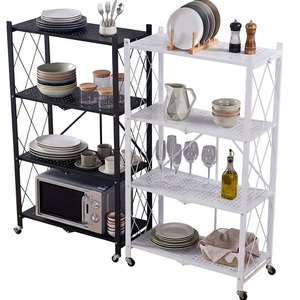 ชั้นวางของโลหะ 4 ชั้น แบบพับได้สำหรับห้องครัว - Product Image 1