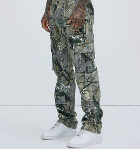 บริการ OEM ขายส่ง กางเกงจ็อกกิ้งคาร์โก้ลายพรางผ้าฝ้าย 100% สำหรับผู้ชาย กางเกงจ็อกเกอร์ทรงตรงแบบซิปสั่งทำพิเศษสำหรับผู้ชายสไตล์ฮิปฮอป - Product Image 2