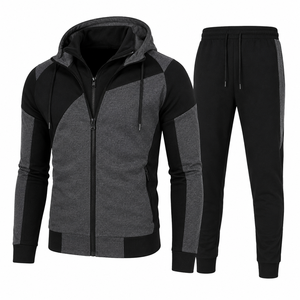 Men's <b>Hooded</b> Full <b>Zip</b> Tracksuit Color Blocking Sweatshirt And Jogger Pants Casual Athletic Wear Set Autumn Sportswear - Product Image 1