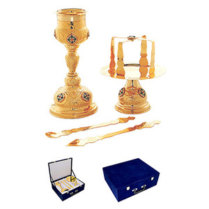 Brass Chalice Set with Enamel Finish | Church <b>Communion</b> Set – DOUBLE VEE EXPORTS - Product Image 1