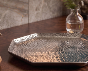 Assiettes en papier hexagonales élégantes de haute qualité, finition couleur argent, pour restaurant - Product Image 6