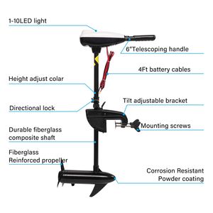 Elica Elettrica Marina YJ 12V Bianca e Nera con Asta Principale in Fibra di Vetro da 76CM Categoria Prodotto 36L - Product Image 5