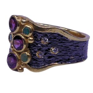 Wedding Wear 925 Sterling Silver Gold Plated Jewelry <b>Labradorite</b> Emerald White Topaz Gemstone Women Wear Classic <b>Ring</b> - Product Image 6
