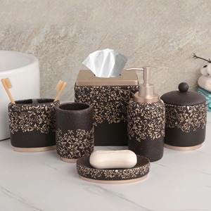Juegos de Accesorios de Baño de Diseño en Tono Marrón, Ideales para Hoteles, Inspirados en Spas, para una Vida Elegante y Áreas de Lavabo Organizadas, de la India - Product Image 4