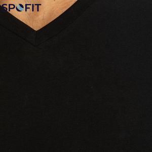 T-shirts pour hommes de haute qualité, grande taille, impression personnalisée, col en V, manches courtes, 100% coton, t-shirts unis pour hommes - Product Image 4