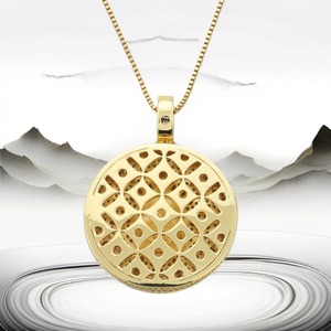 Pendentif Bouddha personnalisé, charme rond micro-incrusté, bijoux plaqués or, médaillon pour hommes et femmes - Product Image 5