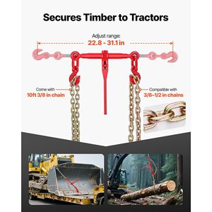 Tendicatena a cricchetto G80 da 3/8 pollici x 10 piedi, capacità di carico di esercizio 9200 libbre, set di tendicatene - Product Image 3