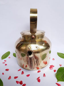 Traditional Handmade Brass Tea <b>Kettle</b> With Lid And Handle For Boiling Water, Making Tea, Coffee, And Other Hot Beverages - Product Image 6