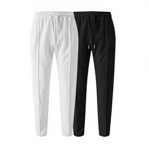 <b>Men's</b> Elastic Waist Drawstring Sweatpants Casual <b>Joggers</b> Side Pockets Midweight Cotton Quick Dry Winter Black <b>White</b> - Product Image 1