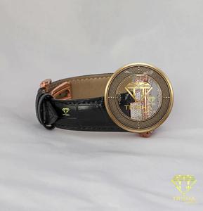 Reloj de Pulsera Premium para Hombre, Correa de Cuero Negra, Caja Dorada, Elegante Esfera de Cristal, Reloj de Lujo, Joyería al por Mayor, Regalo - Product Image 3