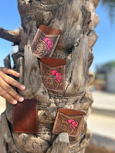 Portatarjetas de cajero automático de diseñador tallado a mano de gran venta, tarjeteros de cuero genuino con estilo occidental para Unisex - Product Image 4