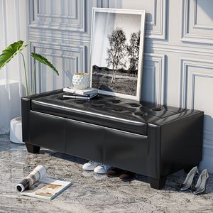 Banc rustique en similicuir rectangulaire de 50,5 pouces, ottoman pour l'entrée, le salon ou la chambre - Product Image 4