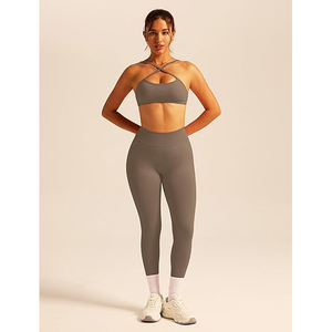 Ensemble de yoga en tissu intelligent pour femmes, soutien-gorge de sport à compression graduée, leggings taille haute, polyester recyclé, nylon, élasthanne - Product Image 6