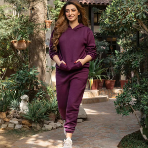 Wholesale Women Solid Color Hoodie and <b>Jogger</b> Pants Set Custom Logo Manufacturer Women's Hoodies Sets - Product Image 1