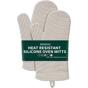 Maniques de cuisine en silicone gratuites avec grip texturé antidérapant, doublure matelassée confortable, imperméables et résistantes à la chaleur - Product Image 1
