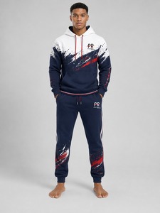 Ensemble de survêtement pour homme personnalisé, tendance, respirant, coupe oversize, imprimé, avec sweat à capuche et pantalon de jogging, style décontracté - Product Image 1