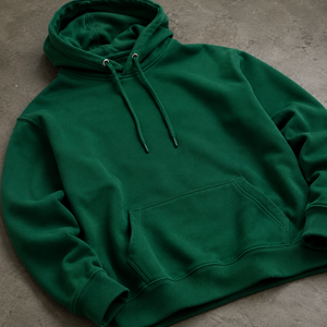 Sudadera con Capucha Verde Sólido para Hombre, Corte Regular, Tejido de Algodón, Estilo Casual para Otoño, con Bolsillos y Personalizable - Product Image 4
