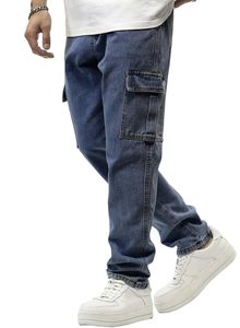 Jeans Cargo Azules para Hombre, Cintura Media, Corte Regular, Algodón Denim, Estilo Casual, para Primavera - Product Image 3