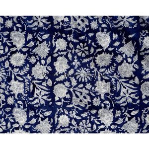 100% Soft Cotton Floral Hand Block Printed Nightwear Beachwear Casual wear sewing fabric Women <b>Kaftan</b> Dress Sanganeri Fabric - Product Image 4
