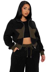 Stitchmode Customizable Women's Tracksuits Cotton <b>Fleece</b> Solid 2 Piece Crop Outfit Women Long Sleeve High Quality Tracksuit - Product Image 5