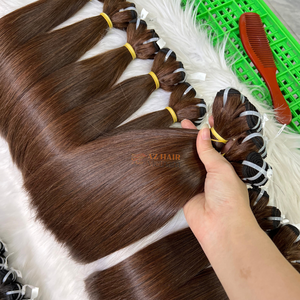 Extensions de cheveux humains de luxe ultra-lisses, brun naturel, cheveux Remy vietnamiens, lissés, 100 grammes, double trame machine - Product Image 5