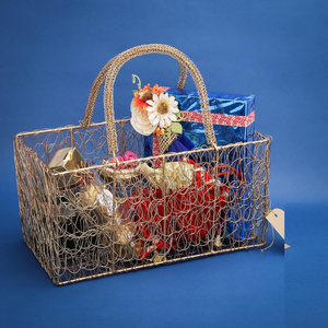 Modern Metal Mesh wire Multipurpose Cycle <b>Hamper</b> Fancy <b>Basket</b>/Tray/Platter for Packing <b>Gifting</b> Decoration - Product Image 4