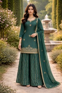Elegant Embroidered Pakistani Suit with Dupatta | Modern Style Stretchable & Quick Dry Chinon <b>Material</b> - Product Image 2