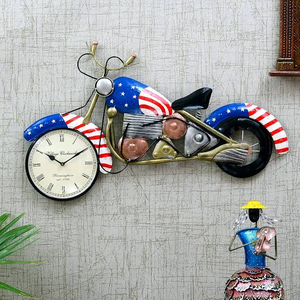 Vintage Royal Bullet Motor Bike with Antique <b>Clock</b>, Rustic Iron Metal - Product Image 2