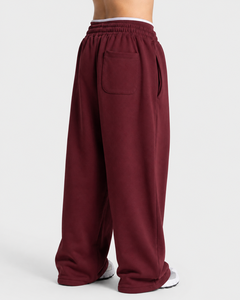 Pantalon de jogging décontracté surdimensionné pour garçon, couleur bordeaux avec détails contrastants, en molleton respirant de qualité supérieure - Product Image 5