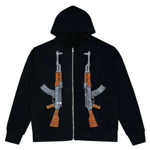 Nouvel Arrivage Survêtement Décontracté de Haute Qualité en Coton 100% avec Imprimé Délavé à l'Acide et Strass, Manches Classiques pour l'Hiver - Product Image 3