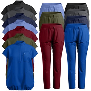 Ensembles de blouses médicales en gros pour femmes, combinaisons à manches courtes en jersey et élasthanne, sans coutures, pour l'été, Pakistan - Product Image 2