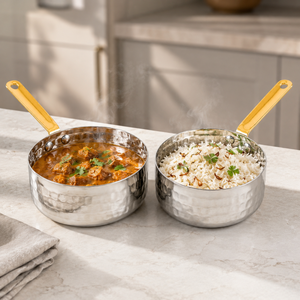 Stainless Steel Sauce <b>Pan</b> Round Hammered Cookware Polished Finish <b>Induction</b> Compatible Easy Clean Kitchen <b>pan</b> - Product Image 2