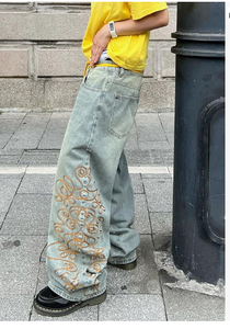 Premium Quality Baggy Jeans with Relaxed Loose Fit – Vintage Wash Wide Leg Denim Pants for Modern Street Style - Product Image 3
