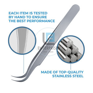 Pince à épiler pour extensions de cils en acier inoxydable, design personnalisé, robuste, réutilisable, durable, haute qualité, faible MOQ - Product Image 2