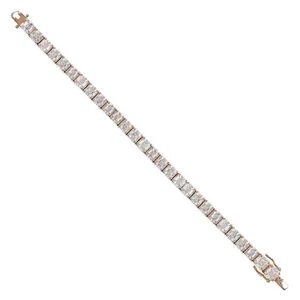 Pulsera de tenis Tishya Diamond con diamantes de moissanita de corte Asscher de 6 quilates chapada en oro rosa de 14 quilates para niños - Product Image 1