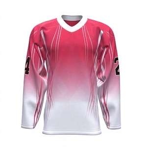 Jersey de Hockey sobre Hielo Sublimado Personalizado, Cuello en V, Manga Larga, Malla Transpirable, Poliéster que Absorbe la Humedad, Corte Regular, Deportivo para Adultos - Product Image 1