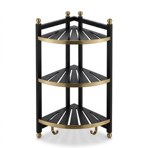 Torre de Ducha Hecha a Mano de Acero Inoxidable SS304 de 26 cm, Negra y Latón, con Rejillas Neelam Louvre, para Decoración del Hogar y Hoteles - Product Image 1