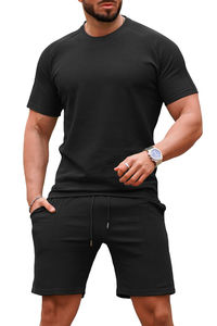 Men's Custom Logo Raglan Activewear Set Slim Fit Gym Shorts And Tee - Product Image 5